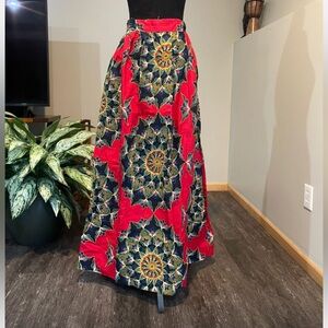 Vibrant Red Patterned Women's Skirt G3 0226
